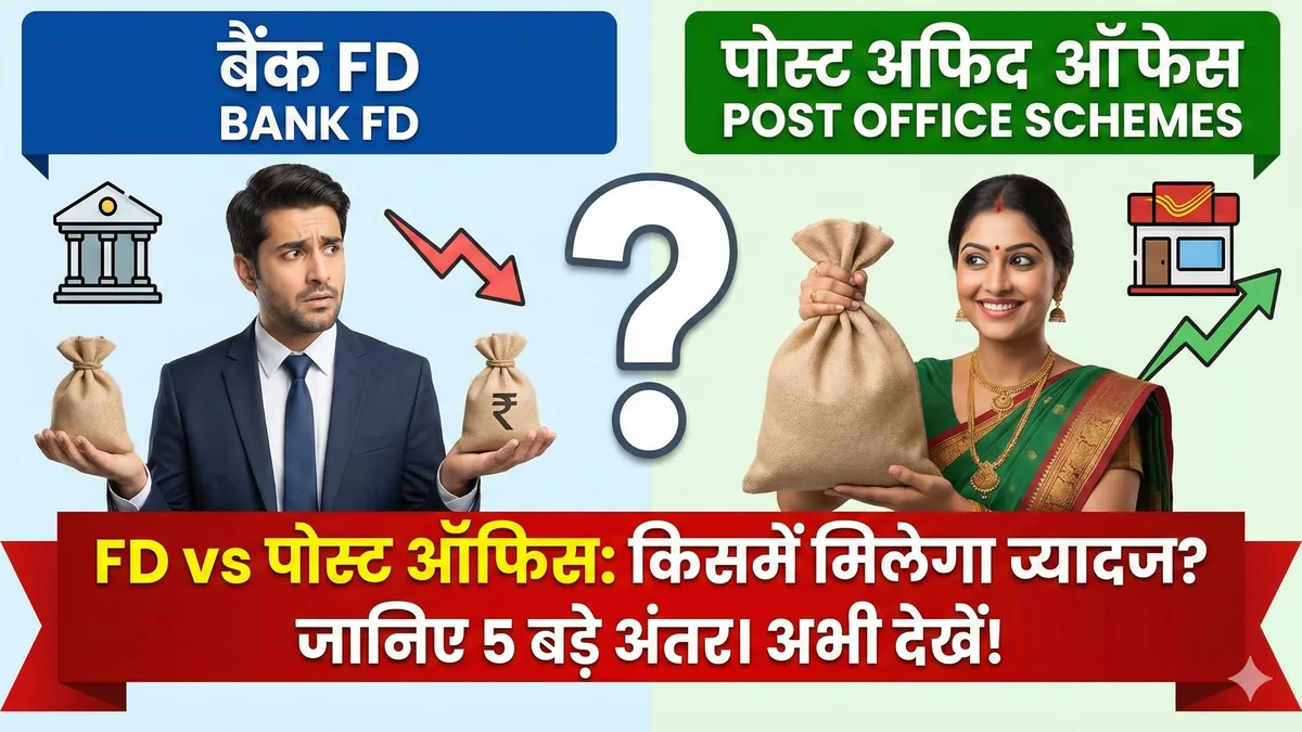 Bank FD vs Post Office schemes comparison 2026 returns chart
