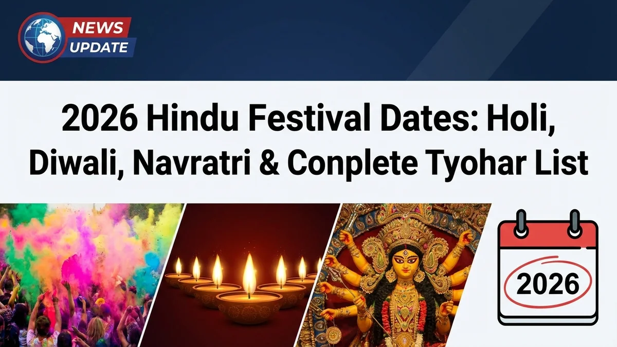 A comprehensive 2026 Hindu festivals calendar featuring dates for Holi, Diwali, Navratri, and other major celebrations.