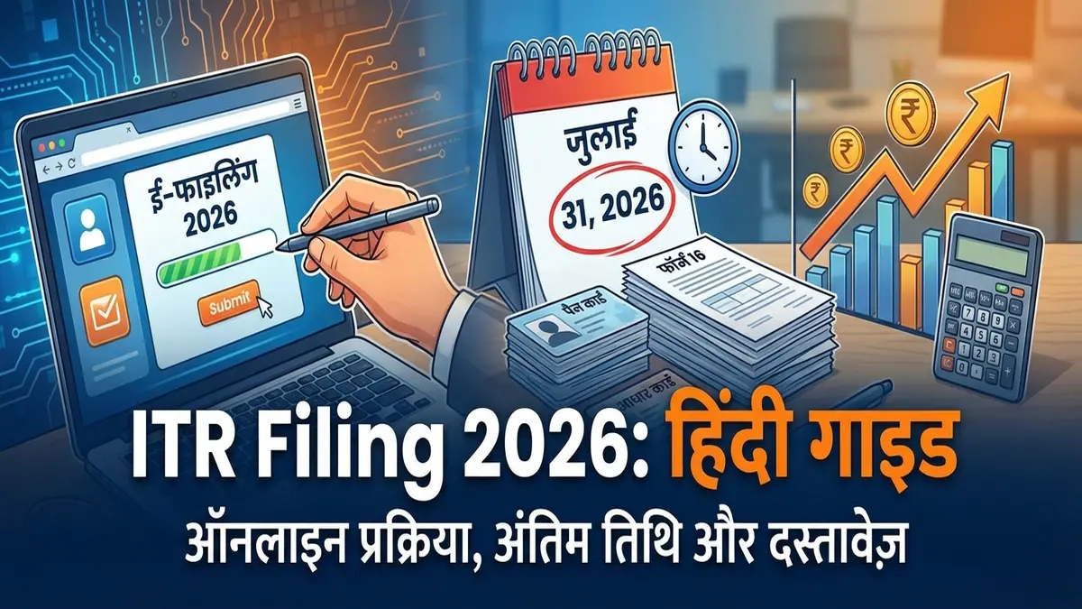 A detailed step-by-step guide on ITR filing for 2026 in Hindi, including deadlines and required documents.