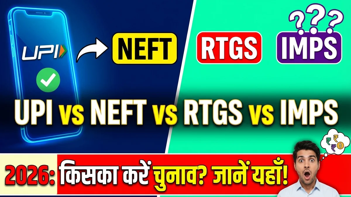 A detailed comparison of UPI, NEFT, RTGS, and IMPS as digital payment options in India for 2026.